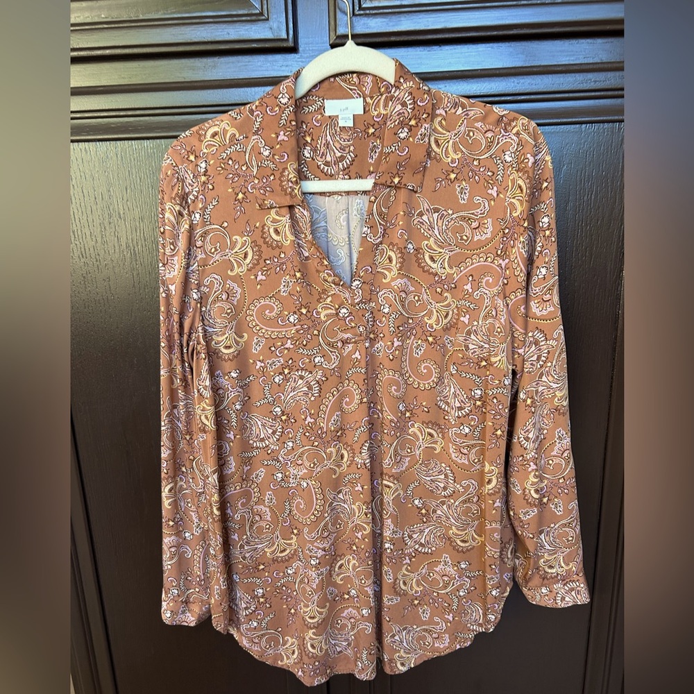 JJill blouse Carmel background Size Medium